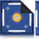 Mahjong Mat for Table 31.5''x31.5'', Non-Slip Mahjong Cloth Cover with Game Rules, Mahjong Tablecloth for Poker, Board Games Table Mat, Card Games, Tile Games, Dominoes (Blue)
