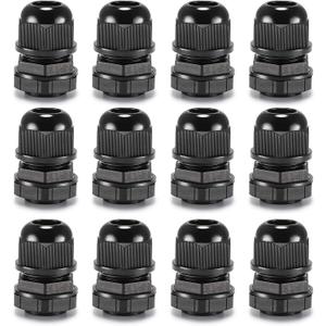 QILIPSU 12pcs 1/2" NPT Cable Gland Waterproof IP68 Nylon Cable Pass Through Cord Grip Connector Strain Relief Wire Grommet