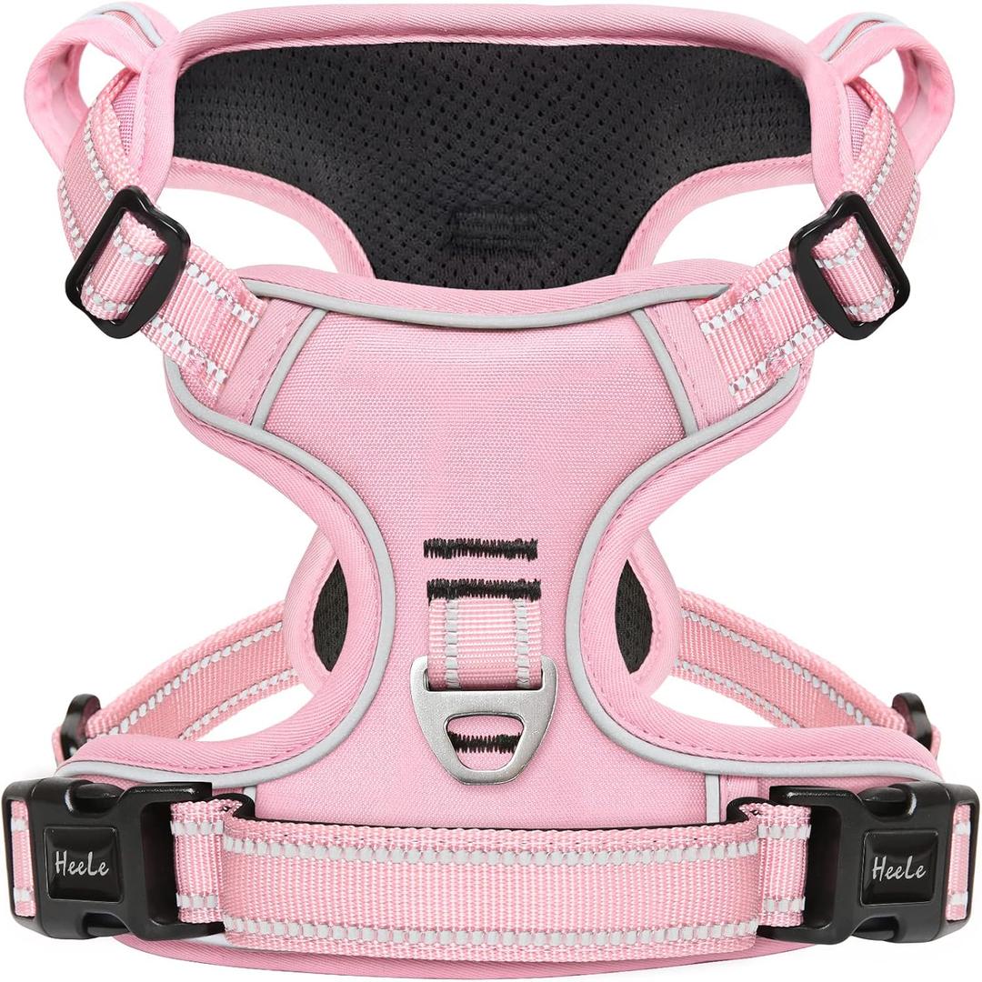 HEELE Dog Harness Dog Harness Small Dog No Pull Harness with Soft Handle Reflective Harness Adjustable, Pink, Small