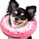 Inflatable Dog Pillow Cone Collar After Surgery, Donut Soft Neck Cone for Chihuahua Pomeranian Small Dogs, etc, Recovery E Collar to Stop Licking Pink