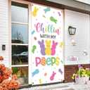 2 x Easter Door Cover, Happy Easter Bunny Door Decorations Chillin With My Bunny Egg Hanger Easter Front Door Banner Welcome Door Porch Sign Party Supplies