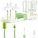 Travel Baby Bottle Cleaner Kit7-in-1 Baby Bottle Brush Set for Travel and Home, All-in-One Baby Bottle Washing Kit: Integrated Cleaning & Drying System for Bottles and Breast Pump Parts (Green)