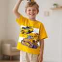 Boys Short Sleeve T Shirts Kids Crewneck Summer T-Shirts Toddler Graphic Tees Casual Soft Cool Tops 3-8 Years (Yellow)