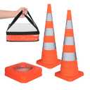 36" Collapsible Traffic Cones - Bright Orange Safety Cones with Reflective Strips for Road Safety, Driving Practice, Parking, Events & More 2-Pack