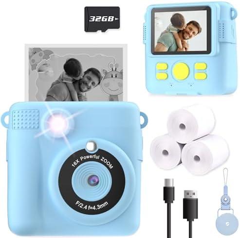 ESOXOFFORE Kids Camera Instant Print, Christmas Birthday Gifts for Kids Age 3-12, Selfie Digital Camera with 1080P Videos,Toddler Portable Travel Cameras Toy for 4 5 6 7 8 9 Year Old Boys Girls-Blue