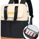 Backpack Cooler with Double Decker & 12 Ice Packs- Keeps 36 Cans Cold for Up to 24 Hours- Waterproof & Leak Proof Insulated Cooler Backpack- Stylish Cooler Bookbag for Women Travel Work Beach (Black)