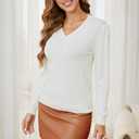 Women's Spring Tops 2025 Fashion V Neck Knit Summer Casual Lightweight Pullover Sweater (White, M)