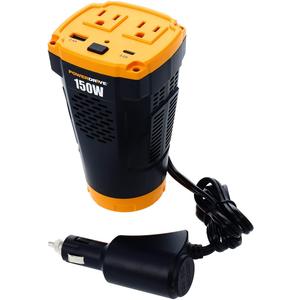 PowerDrive PWD150C 150W Power Inverter for Cup Holders 12v DC to 110v AC with 2 Outlets and 2 Ports