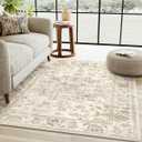 Juliet Vintage Floral Beige Short Pile Traditional Washable Rug