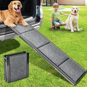 Dog Ramp for Car, 63" Long & 17.3" Wide Dog Car Ramp with Non-Slip Rug Surface, Folding Dog Ramps for Large Dogs, Outdoor Dog Ramp Up to 250 LBS for Car, Trucks, SUV