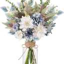 Fake Flowers in Vase Artificial Flowers Coffee Table Decor, Faux Flowers in Vase, Flower Arrangements Artificial Plants Silk Flowers for Home Decor Indoor Centerpiece Table Decorations (Blue White)