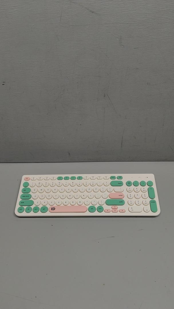 FD Wireless Keyboards , Cute Wireless Keyboard Round Keys, Quiet and Slim Set for Laptop, Computer, TV and Mac - Milky White Green Colorful