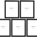 Amazon Basics Rectangular Photo Picture Frame, 8" x 10", Pack of 5, 11.22 x 9.21 inches, Black