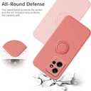 Compatible with Redmi Note 12 4G Case with Ring Kickstand Green, for Redmi Note 12 4G Phone Case Silicone Liquid with Soft Microfiber Lining Slim Shockproof Protective Cover (Camellia)