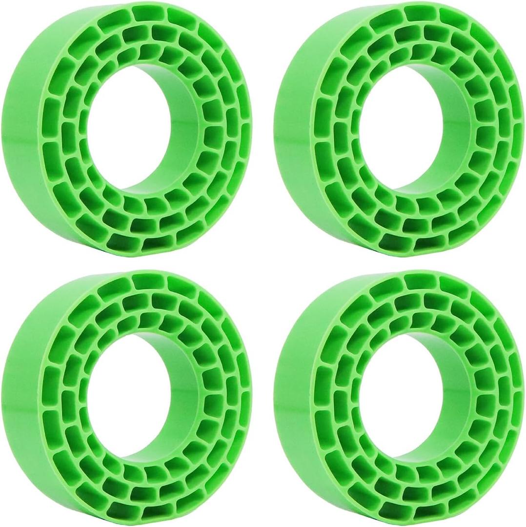 RC Tire Inserts,4PCS 1.55" Silicone Rubber Insert Foam, 30/40 Dual Hardness, Waterproof for 95-97mm Tires (Green-30 Soft)