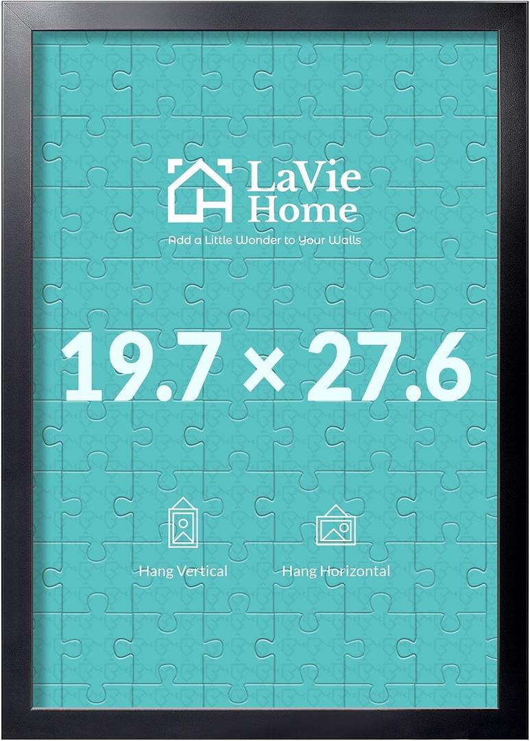LaVie Home 19.7x27.6 Picture Frame Black, Puzzles Frame for Wall Decoration, Classic Black Minimalist Style Suitable for Decorating Houses, Offices, Hotels, Puzzles Posters Photos or Artwork1 Pack