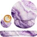 Britimes Purple Marble Gold Ergonomic Mouse Pad Set with Wrist Rest Non-Slip Rubber Base Wrist Cushion Support and Coasters Mousepad with Wrist Support for Computer Keyboard and Desk