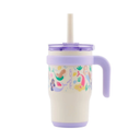 REDUCE 14 Oz Coldee Kids Tumbler with Lid and Straw - Coldee Insulated Travel Mug - Spill-Proof, Sweatproof Stainless Steel, BPA-Free - Includes Handle, Reusable Silicone Straw - Purple Mermaid
