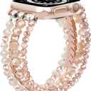 MOFREE Beaded Bracelet Compatible with Apple Watch Band 42mm/44mm/45mm/49mm/46mm Series 11/10/9/8/7/SE/6/5/4/3/2/1 Women Fashion Handmade Elastic Stretch Strap for iWatch Bands for Women Rose Gold