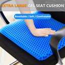 Gel Seat Cushion, Large Cooling Gel Cushion Breathable Honeycomb Chair Pads Gel Cushion with Non-Slip Cover for Home Office Chair Car Seat Wheelchair Absorbs Body Pressure Points, As Seen on TV
