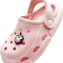 POPO PEA Girls Little Kids Luminous Sandals (Runs 1 Size Large) Boys Wide Pool Slip on Clogs Big Kid Toddler Garden Water Soft Sandal Children Comfortable Swim Beach Shoes Pink 180