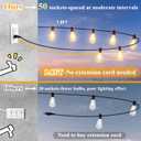 Brightever LED Outdoor String Lights 100FT Patio Lights with 52 Shatterproof ST38 Vintage Edison Bulbs, Outside Hanging Light Waterproof for Porch, Deck, Garden, Backyard, Balcony, 2700K Dimmable