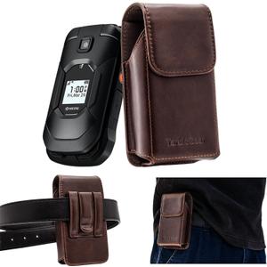 TarbicGear Leather Flip Phone Case with Belt Clip, Pouch for Kyocera & TCL Flip Phone Holster for Belt, Cat S22 Flip Case, Nokia Flip Phones, Sonim XP3 Plus Magnetic Phone Pouch, Brown Color (Coffee) TarbicGear Leather Flip Phone Case with Belt Clip, Pouch for Kyocera & TCL Flip Phone Holster for Belt, Cat S22 Flip Case, Nokia Flip Phones, Sonim XP3 Plus Magnetic Phone Pouch, Brown Color (Coffee)