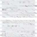 Midcard 20 Sheet Peel and Stick Backsplash, White Marble PVC Wall Tile for Kitchen Backsplash
