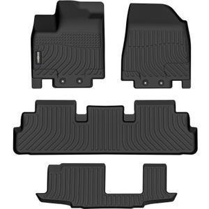 GINOWY-Floor Mats for Nissan Pathfinder 8 Passenger 2022-2025 2026 & Infiniti QX60 7 Passenger, All Weather Car Mats 2025 Pathfinder TPE Floor Liners Car Accessories Black