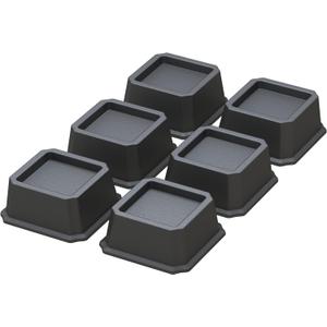 Bed Risers 1 Inch Set of 6, Heavy Duty Bed Elevators Lifts Up 2,000 lbs Furniture Risers for Bed Frame and Sofa, Black (Black 6 Pack)