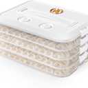 Food Storage Containers with Lids, Plastic Cookie Storage Containers Airtight, 4-Layer Stackable Food Containers Dumpling Storage Box, White