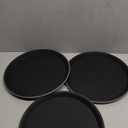 TOPZEA 3 Pack Restaurant Serving Trays, 11" Food Serving Tray Round Fiberglass Tray Non Slip Food Service Trays Platters for Restaurant, Parties, Breakfast, Cafe, Bar, Black