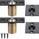 JQK Closet Door Ball Catch Hardware, Stainless Steel Catch Adjustable with Strike Plate, Black Finish, 8 Pack