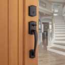 Kwikset Prescott Front Door Lock Handle and Deadbolt Set, Entry Handleset Exterior with Interior Reversible Lever, Venetian Bronze, Pick Resistant SmartKey Rekey Deadbolt Security