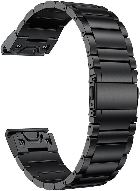 LDFAS Titanium Band Compatible Fenix 8/7/6 Pro/5 Plus Band, 22mm Titanium Metal Quick Release Easy Fit Watch Strap for Garmin Fenix 7/6 Pro/Epix Gen 2/Forerunner 965 (Black)