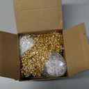 Soulchen 9pcs Crystal Icicle Christmas Tree Ornaments Crystal Gold Tree Garland Set 4 Inch Clear Raindrop Hanging Pendants 33 ft Gold Pearl Garland String for Christmas Wedding Party Decoration