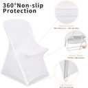White Chair Covers Stretch Folding Chair Covers Universal Spandex Fitted Chair Slipcovers for Wedding Dining Party Banquet Holidays Celebration Trade Show Craft Show Decoration (100 Pack)