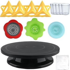 11Rotate Turntable Sculpting Wheel with Pour Painting Supplies Acrylic Pouring Strainers for DIY Art Pouring Acrylic Paint Kit