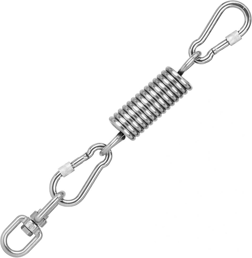 Premium Hammock Chair Hanging Kit with 2 Carabiner and Rotating Hook, Upgraded Snap Hooks Heavy Duty with 600 LB Capacity, Swing Spring for Swinging Chair/ Hammocks