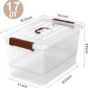 Clear 5 Packs Plastic Storage Bins with Latching Lids Large Stackable Storage Containers for Organizing Storage Box for Garage, Closet, Classroom, Kitchen.17 QT