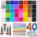 40 Colors Jelly Rhinestones for Bedazzling, 3mm 32000Pcs Multicolor Resin Flatback Gems for Diamond Art, Bedazzler Kit with 3Pcs 10ml B7000 Jewelry Glue for Crafting Book Shoes Nail Art