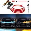 Exterior Car LED Hood Light Strip, Dual Color Dynamic Scan Start Up Hoodbeam Kit, Led Daytime Running Lights Ice Blue&Amber Switchback Sequential Turn Signal Lights for Cars, Trucks, SUV(59inch/ 1set)