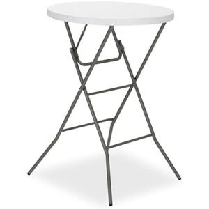 32" Round Folding Table, Portable Bar Height Folding Table with Detachable Legs, Round Foldable Table with HDPE Top for Standing Parties, Balcony, Event, Indoor Outdoor Use (White, 1 Pack)