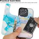 HAOPINSH for iPhone 13 Pro Case Wallet with Card Holder, Pink Blue Marble Pattern Back Flip Folio PU Leather Kickstand Card Slots Case for Women Girls, Double Magnetic Clasp Shockproof Cover 6.1"