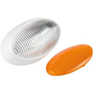 Lumitronics RV 12V LED Oval Porch Utility Light, Clear & Amber Lenses for Motorhomes, Campers, Trailers, 5th Wheels (White) (No Switch - LED)