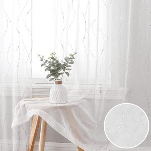 SMILE WEAVER White Sheer Curtains for Living Room 84 inch Length,Privacy & Light Filtering Semi Sheer Curtain,Lightweight Voile Transparent Window Drapes for Bedroom/Kitchen,Set of 2 Panels