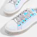 LUCKY STEP Women's Platform Glitter Sneakers | Sparkly Bling Shiny Dressy Bedazzled Wedding Bridal Fashion Walking Shoes (White, US 8.5)