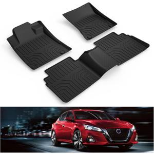 KIWI MASTER Floor Mats for 2019-2026 Nissan Altima, Custom Fit All Weather Car Mats, Heavy Duty TPE Floor Liners, Front & Rear 2 Row, Black  Nissan Altima|2019-2026|Floor Mats