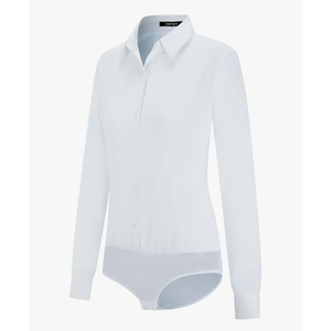 Tapata Womens Bodysuit Blouse Button Down One-Piece Long Sleeve Solid Office Work Shirt Casual Tops, XL