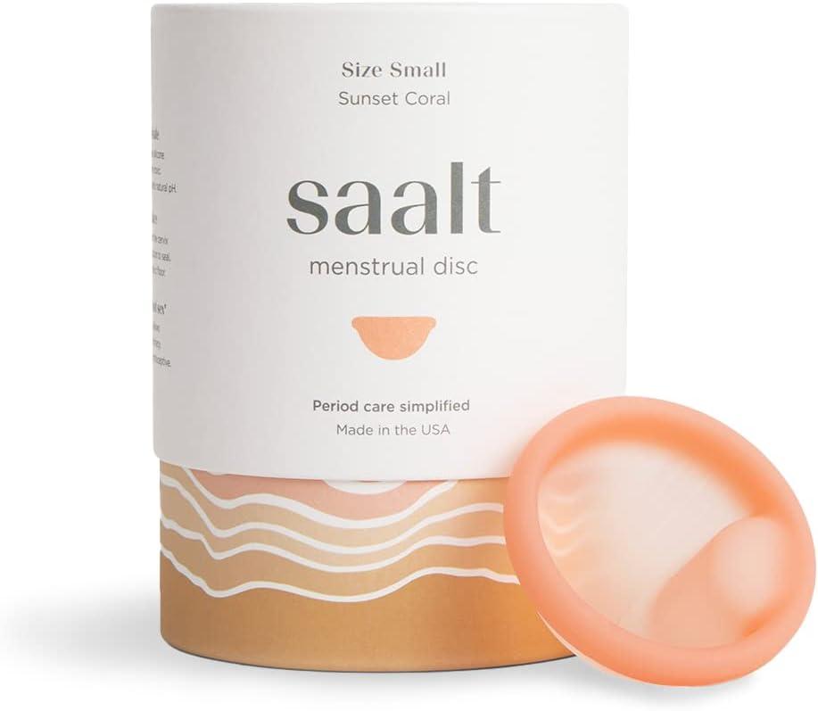 Saalt Menstrual Disc - Soft, Flexible, Reusable Medical-Grade - Removal Notch - Tampon Alternative - Made in USA - Lasts 10 Years (Sunset Coral, Regular)